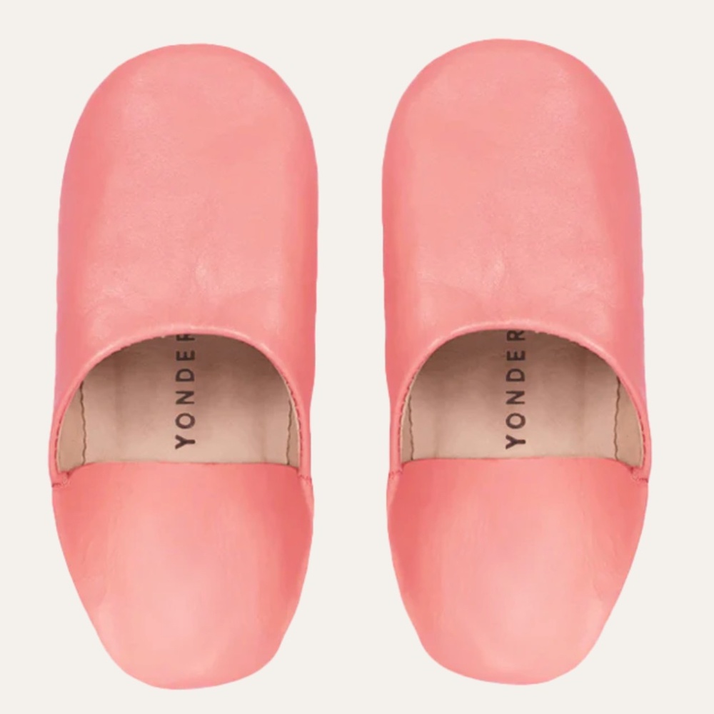 Kid's Leather Babouche Slippers in Clay Pink